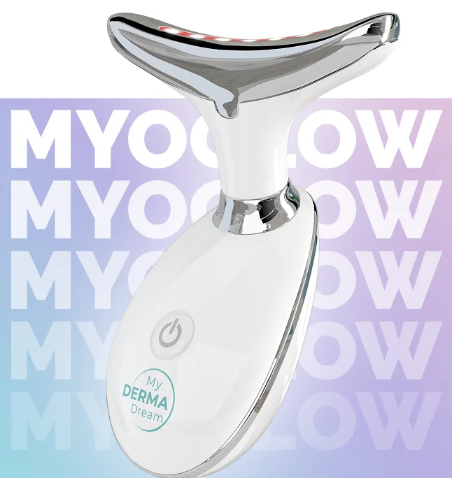 MyoGlow handheld arm care device with a red LED light bar