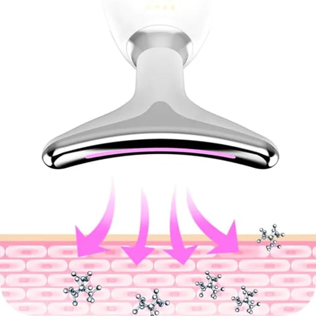 Illustration of serum molecules being guided into the skin by the device