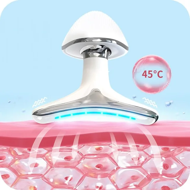 Illustration of gentle warmth spreading through the skin under the device